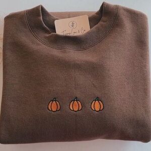 Brown Sweater with Pumpkin Design
